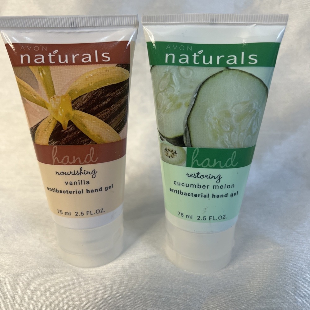 2 Avon Naturals Antibacterial Hand Gel Cucumber Melon & Nourishing‎ Vanilla 2007